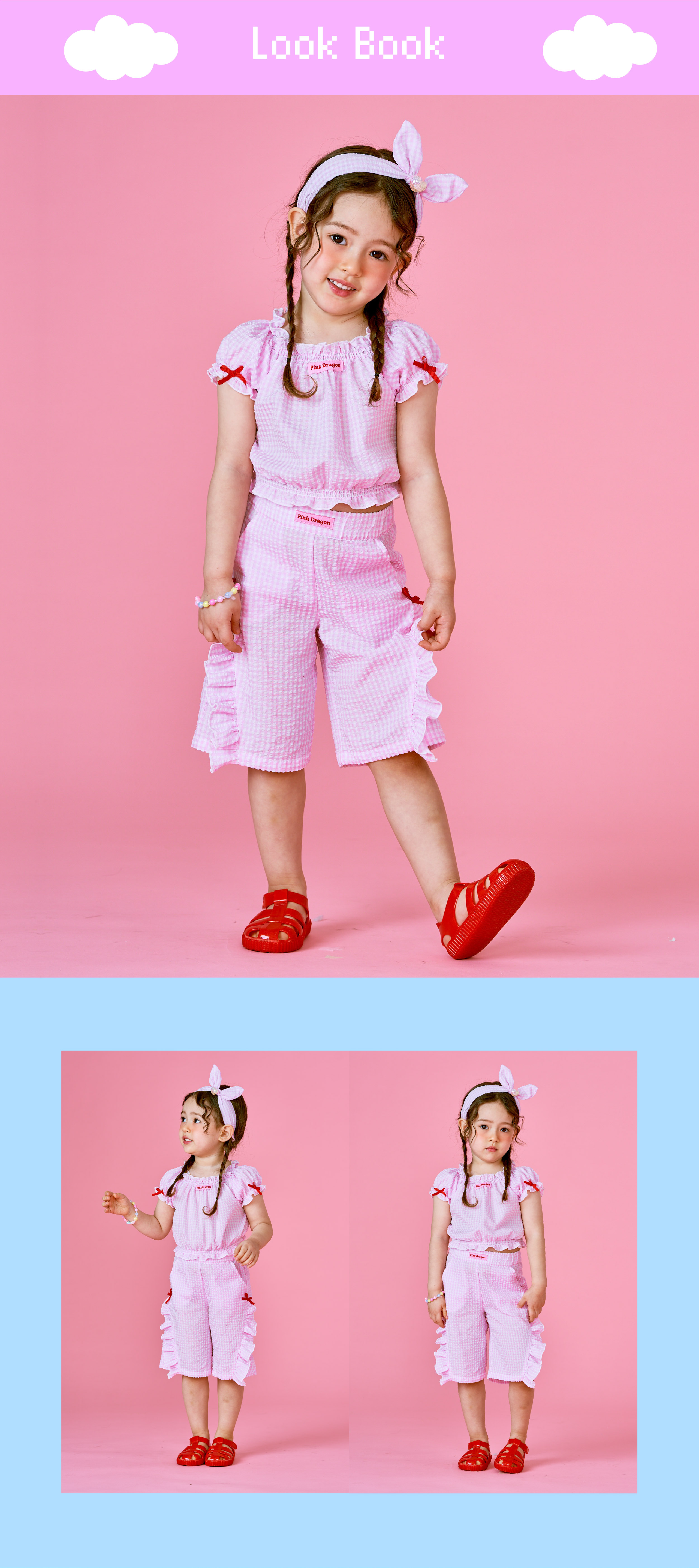 26SS 2차 P62DBB020 핑크 체크 포숑 블라우스-03.jpg